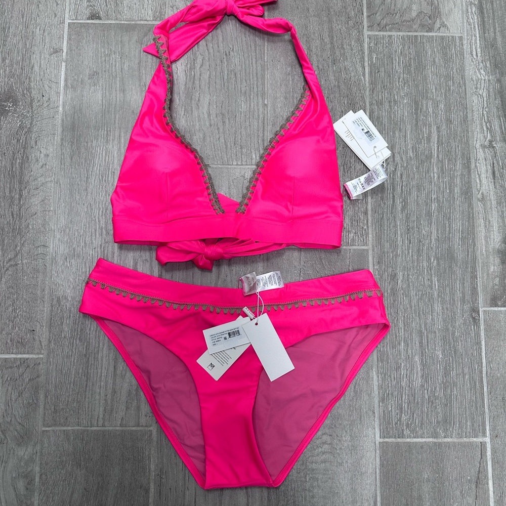 NWT Milly Carvico Embroidered Bikini Set Size L